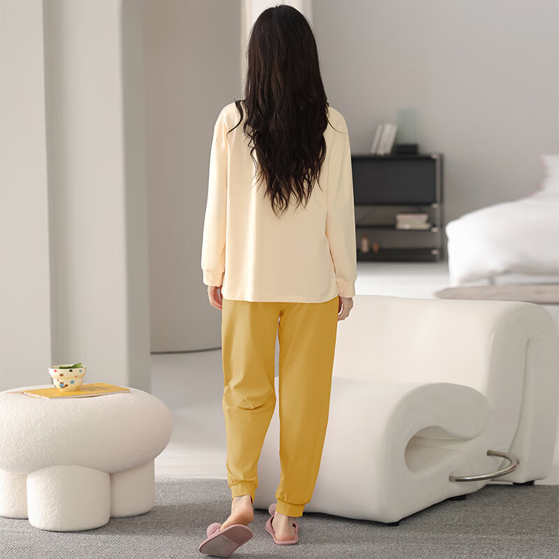 馨爱百年睡衣女春秋长袖纯棉韩版休闲宽松全棉女士套头家居服可外穿套装 QH5516 2XL