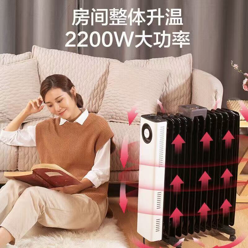 格力(GREE) 格力石墨烯油汀取暖器家用电暖气速热油汀节能省电暖气13片油丁烤火炉电热电暖器 13片 机械式 黑白加宽石墨烯NY23-S7022 13片