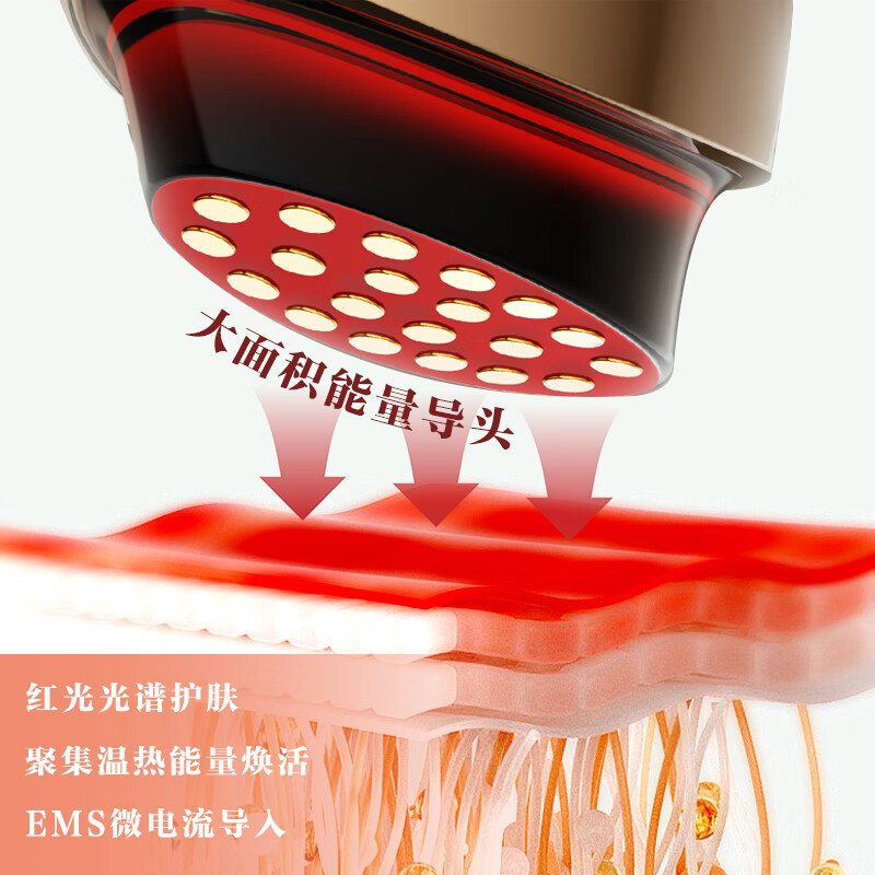 欧菲丽美大熨斗胶原炮美容仪家用V脸部精华导入仪淡纹提拉紧致面部美容仪器 铂金款【双频微电流+大电极+三重能量】