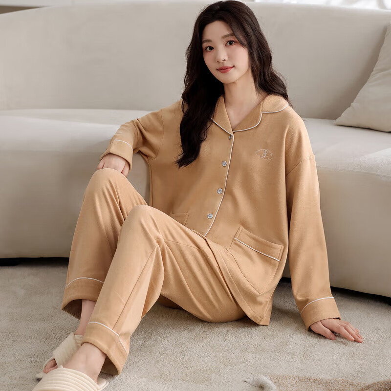 猫人(MiiOW)睡衣女秋冬季加绒保暖2025新款阳离子羊毛蚕丝家居服套装 诺姜黄 2XL 【建议140-160斤】