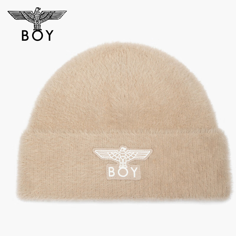 BOY LONDON潮牌时尚刺绣舒适保暖仿兔毛冬季男女同款毛线帽N90050 卡其色 BM