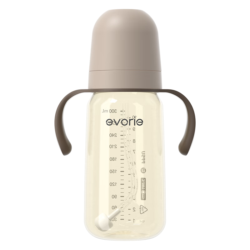 愛得利（evorie） 臻致系列奶瓶 寬口徑大寶寶奶瓶ppsu300ml 奶茶棕(9個月+)