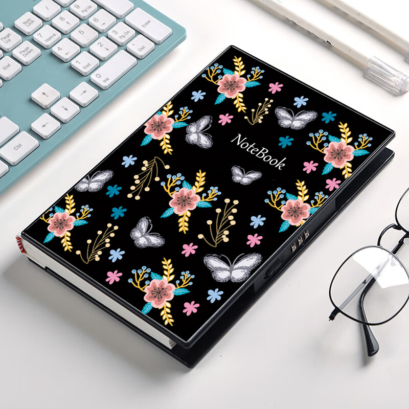 魔力斯奇那安營個性化側(cè)邊鎖密碼日記本帶鎖日記本學(xué)生禮物情侶記事本手帳本 側(cè)邊鎖粉色花草