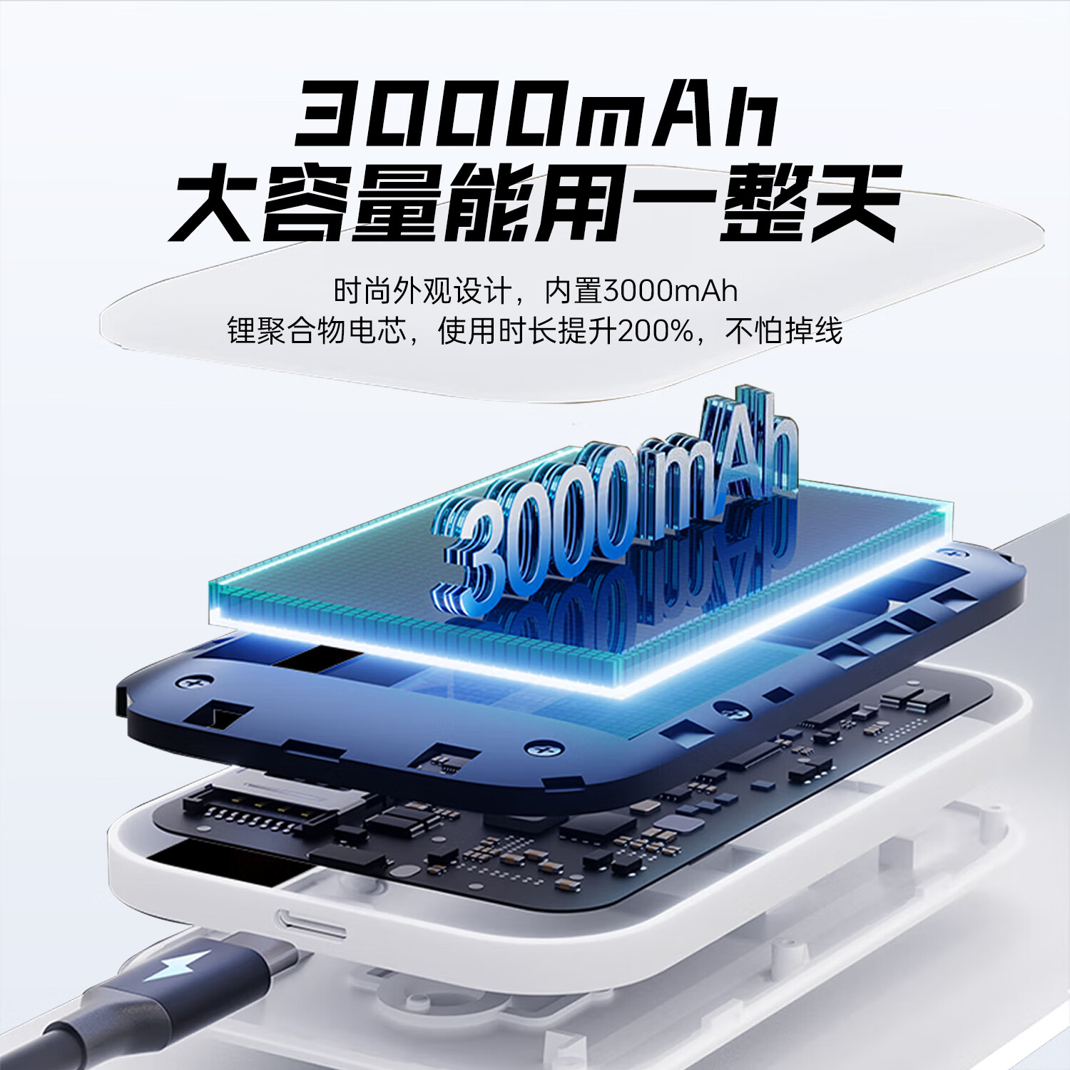 雷神黑武士随身wifi6可移动2025新款wi-fi无需预存联通电信双网通3000毫安电池款超长续航便携式高速随行网络 双网切换WiFi6免插卡电池版-【简约风】