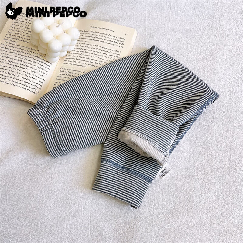 小猪班纳(PEPCO)校服内搭儿童保暖裤女童秋裤无痕打底裤男童打底秋裤 保暖裤-蓝色条纹 160 cm 京东折扣/优惠券