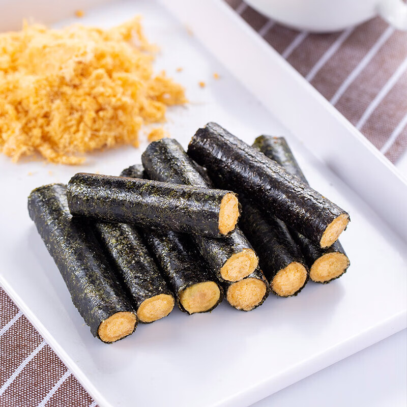 味滋源海苔夹心卷 蛋黄肉松味罐装夹心海苔卷紫菜卷 儿童即食 休闲零食 3口味组合:肉松/蟹黄/咸蛋味(100g*3罐)