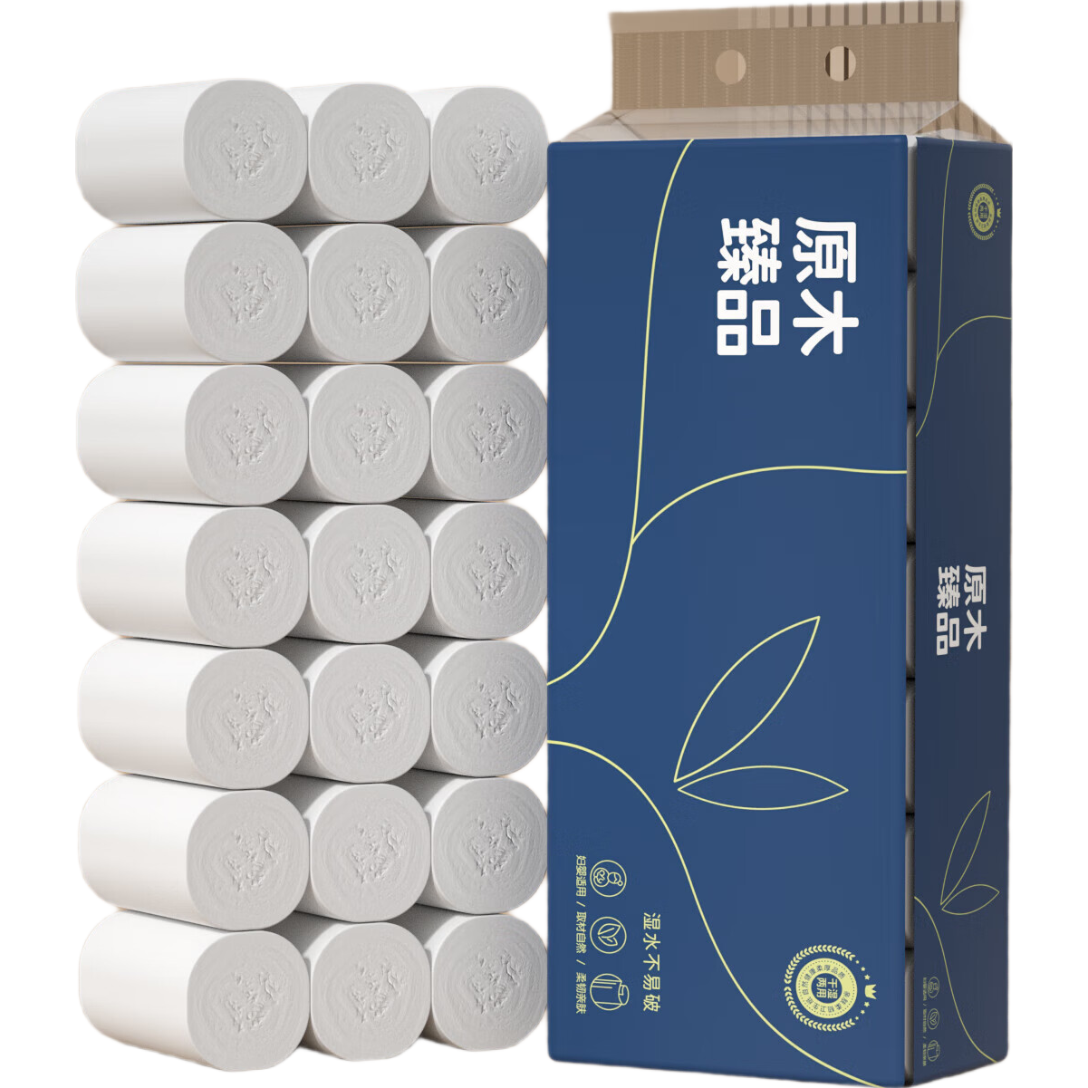 藏青系卫生纸卷纸木浆家用卷筒纸商用款70卷1500克小卷厕所纸手纸 5层 21.4g/卷*14卷 【尝鲜整提装】