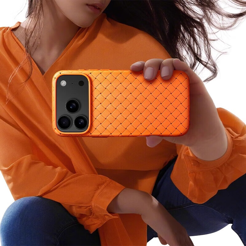 古萌适用苹果17手机壳iphone16promax保护套商务皮套15plus新款男士超 【远峰蓝】BV编织皮纹丨散热透气 iPhone Air