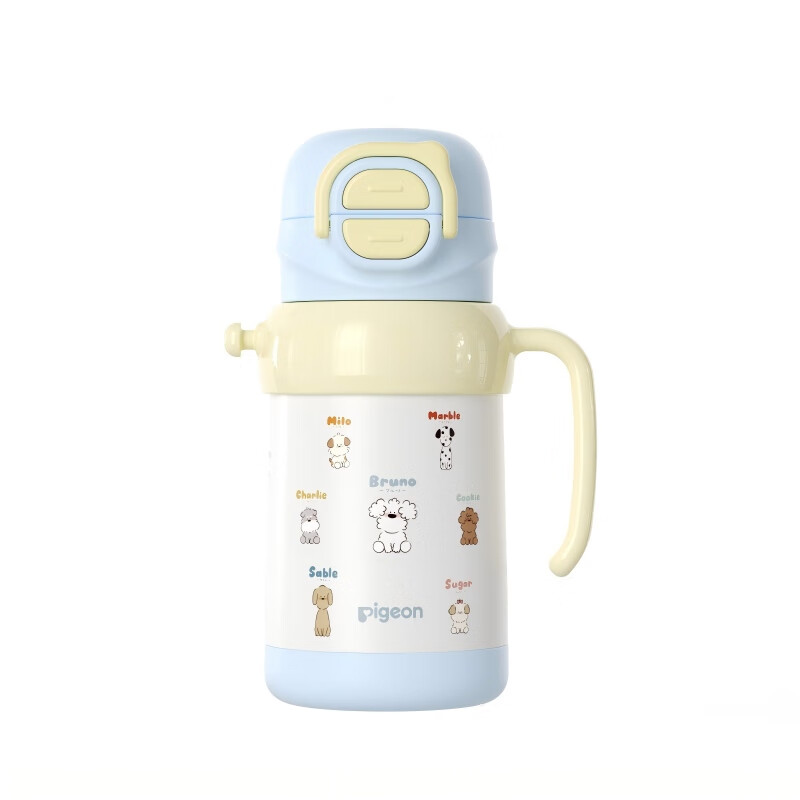 贝亲儿童保温杯 水杯上学吸管杯 316不锈钢保温杯儿童 miiiiichan联名 3岁+双饮头（蓝色萌爪小分队） 450ml