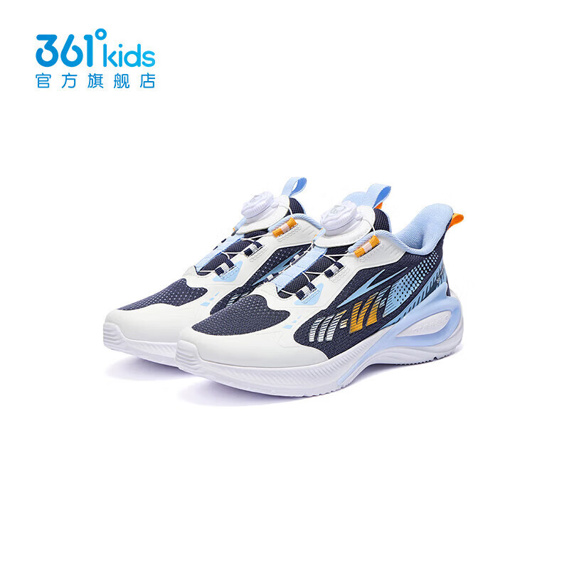361°儿童童鞋男女童网面轻便运动鞋旋钮扣秋季新款中大童女童跑步鞋K 【飞翼】蓝色/361度白/幻象蓝 37