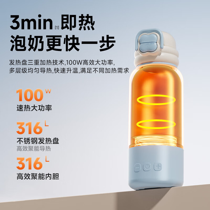 亿可熊（iicobear）恒温壶婴儿外出冲奶无线便携恒温水壶宝宝专用泡奶烧水杯保温杯 450ml 【1.5H闪充/3min速热/内含吸管】