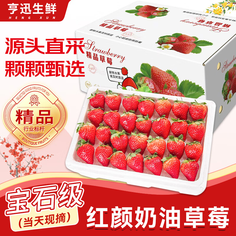 亨迅草莓大凉山99红颜奶油草莓非丹东草莓甜孕妇现摘新鲜时令水果生鲜 5斤装丨【甄选20g+】净4.5斤