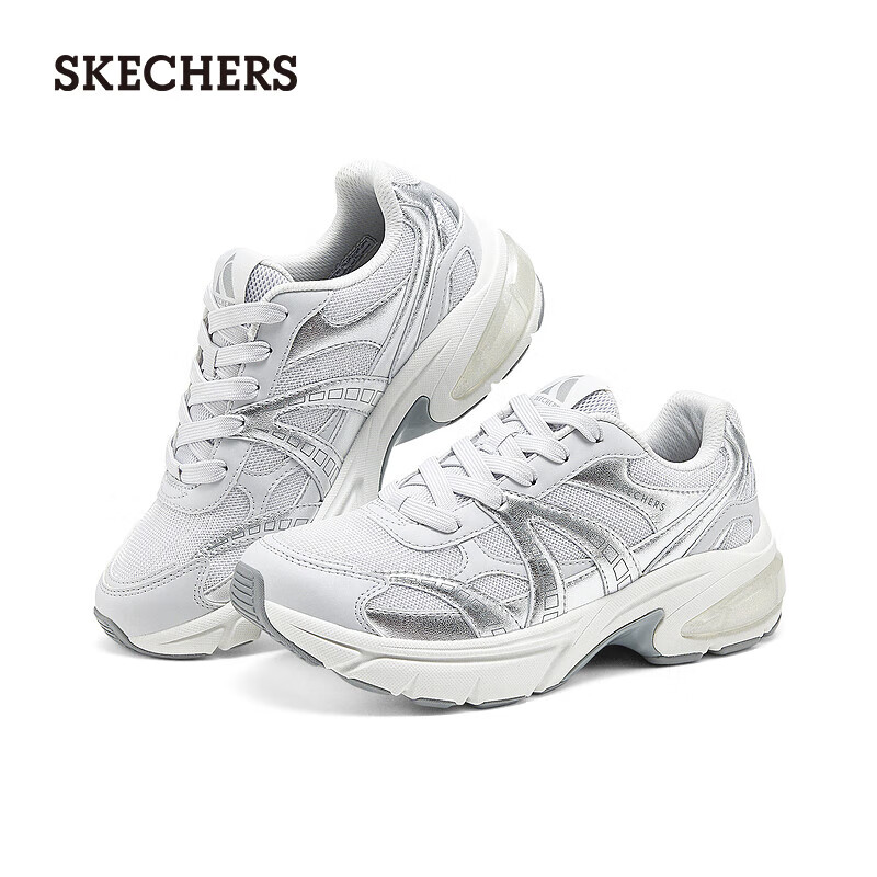 斯凯奇月影鞋Shadow女士复古跑鞋 厚底老爹鞋177357 灰色/GRY 37