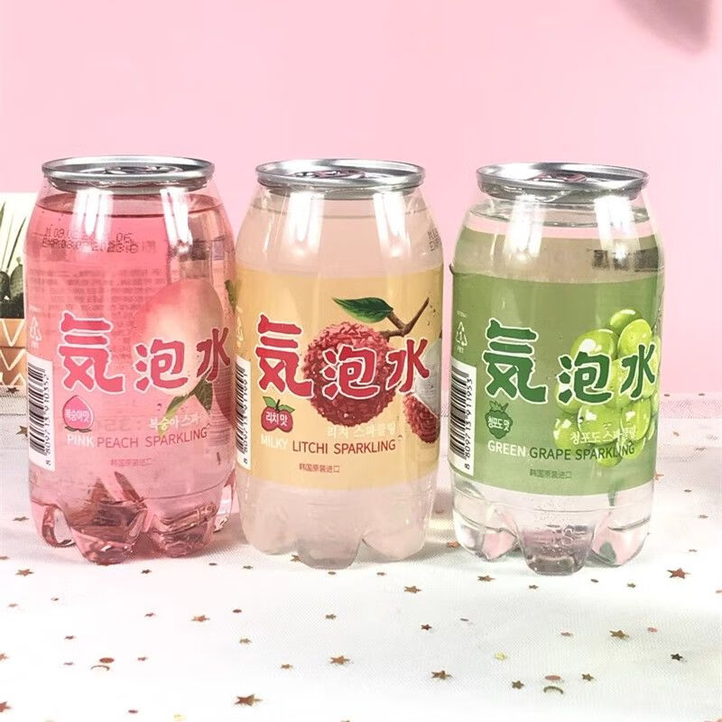 熊古屋韩国进口熊古屋气泡水350ml桃子味葡萄荔枝味汽水饮料整箱