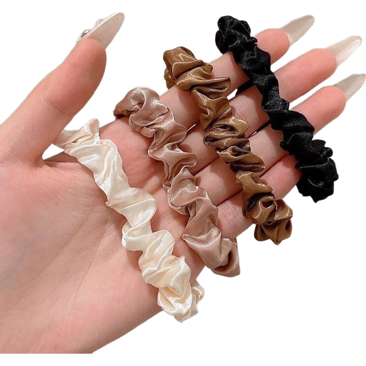 头绳女高弹力耐用皮筋发绳高级感法式小肠发圈丸子头发饰成人皮套 绸缎感8条【混色】颜色随机