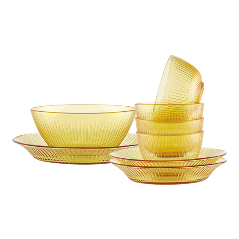 康宁（VISIONS）（ecko）晶致餐具套装高硼硅耐热玻璃碗8件套微波炉可用实用礼盒