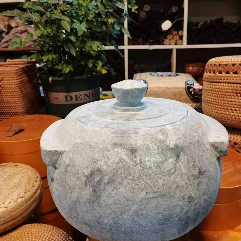 宜乐舒墨脱石锅纯手工西藏特产帮辛乡家用煲汤炖锅,保质两年 22公分够