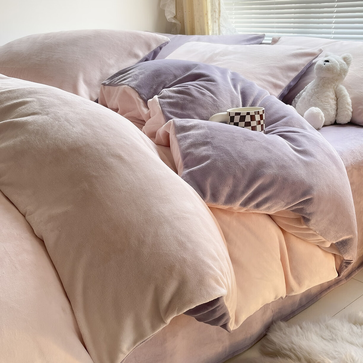 J.H.Longess ��ʵ��ů��ɫ˫ƴţ���޸߿����ﶬ���޴����ļ��� �ҷ�+ǳ��/LJR 1.5�� ������ (����200*230cm) �׼� 99Ԫ