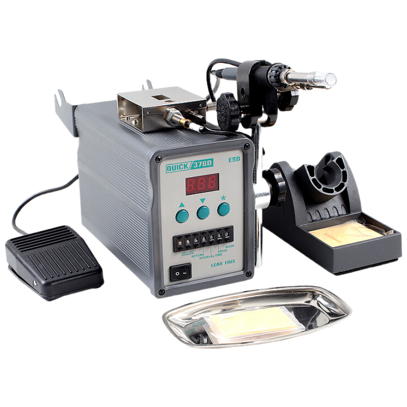 快克（QUICK）焊臺376D自動(dòng)出錫焊臺烙鐵電焊機90W自動(dòng)焊錫機帶腳踏開(kāi)關(guān)