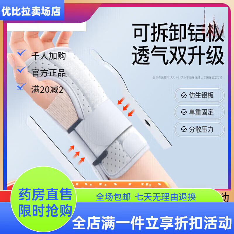通用腕管综合征护腕 固定器支具腱鞘炎tfcc护腕管综合征损扭伤腕关节 绑带防护右手五代升级灰 餸