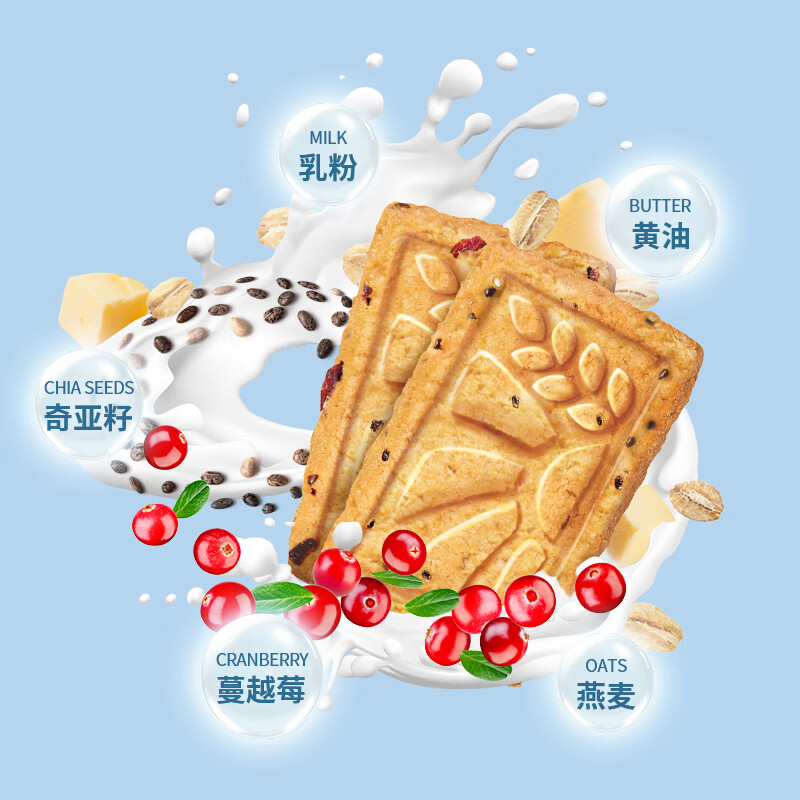 马奇新新 马来西亚进口夹心饼干岩盐口味多口味规格休闲零食曲奇点心组合 蔓越莓192g+奇亚籽192g*2