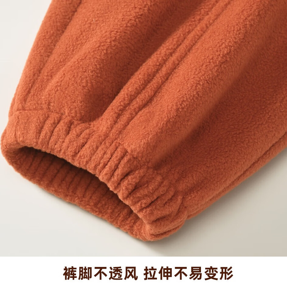 马克华菲(MARK FAIRWHALE)2025儿童冬款摇粒绒时尚束脚裤冬季男女童休闲长裤 纯色砖红 140