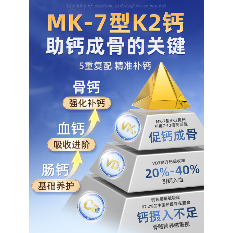 康恩贝维生素D-K软胶囊钙片中老年人女性补钙骨质疏松腿抽筋腰腿疼成人 [1瓶体验装]