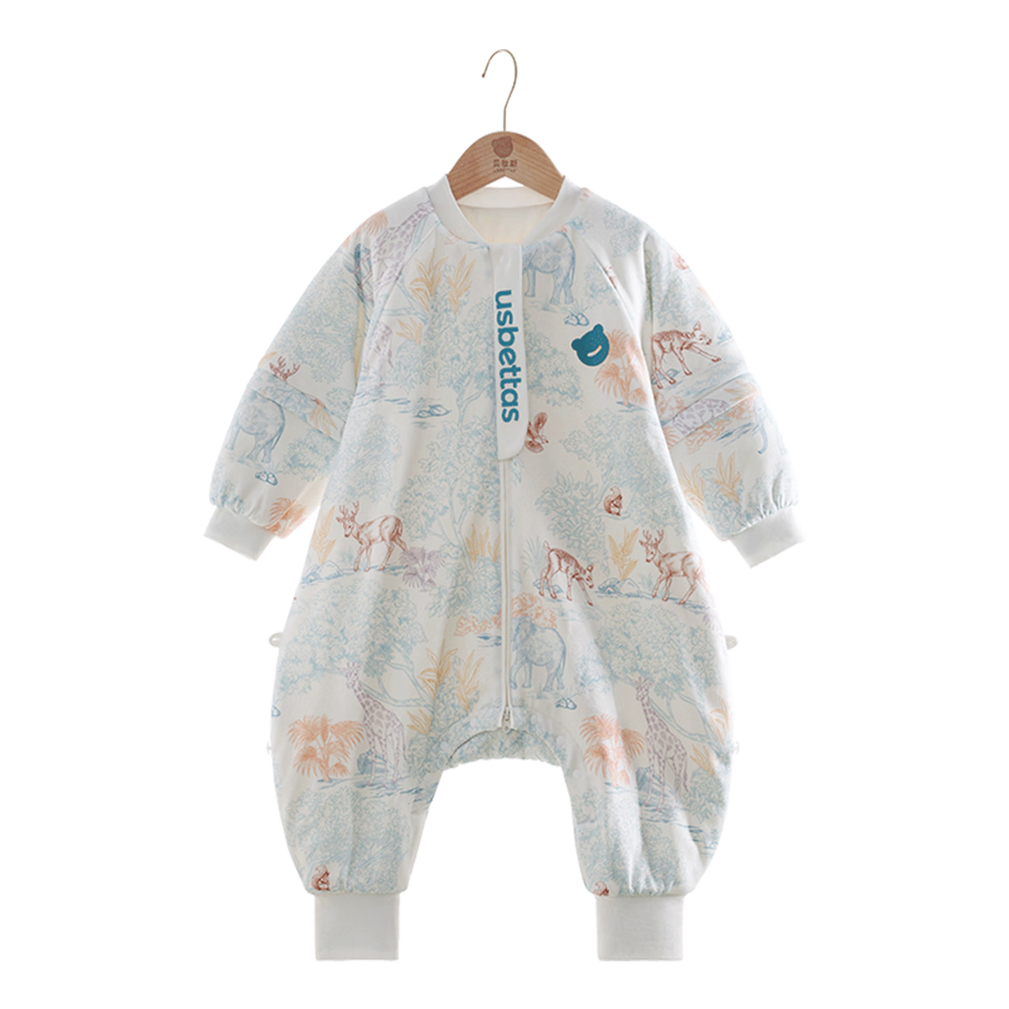 貝肽斯嬰兒睡袋兒童秋冬恒溫睡袋1-3-6歲新生兒寶寶分腿防踢被子連體衣 森林秘境【春秋薄款18-24℃】胎脂皮 S碼【適合身高60-85cm】建議6-18月