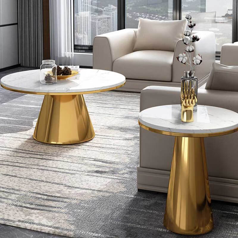 柏维棠中欧轻奢大理石茶几高端小户型家用简约现代客厅边几圆形组合茶几 大花绿80*80*45(现在是绿) 送装入户