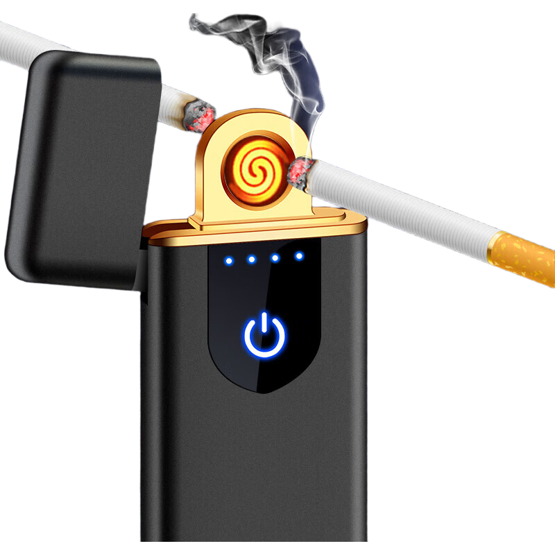充电打火机防风新款触摸点烟器打火机火机触摸点烟器-ABS 黑色721
