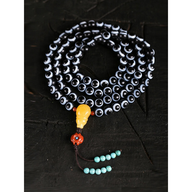 甄祥 古西亚罕见珍藏 天然药师玛瑙 天眼天珠108颗女佛 古西亚【药师