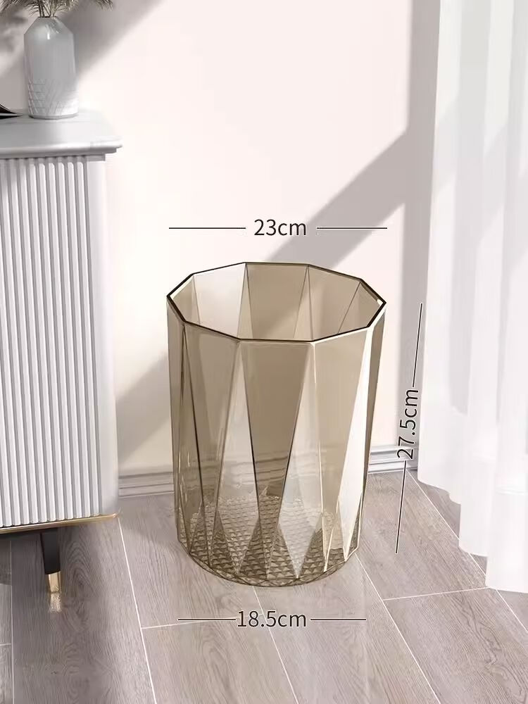 利臨透明垃圾桶家用2025新款簡(jiǎn)約客廳輕奢網(wǎng)紅大容量廁所無(wú)蓋創(chuàng  )意 星空灰加厚透明波紋垃圾桶