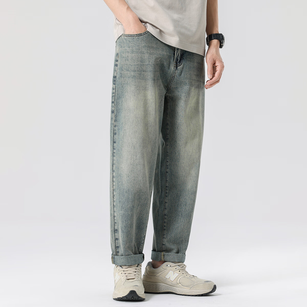 布衣传说牛仔裤合集 原色九分牛仔裤男款宽松锥形休闲长裤子 浅蓝13559 31