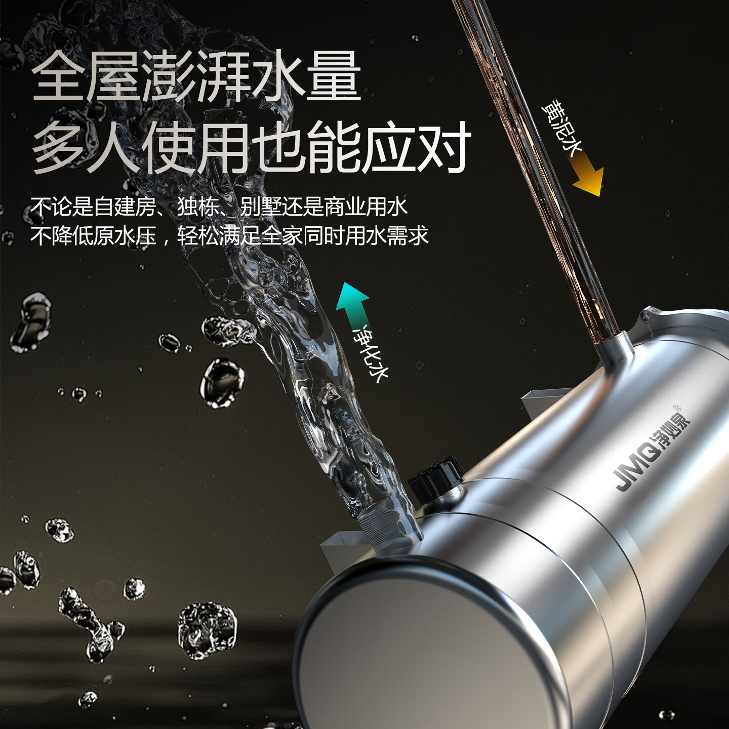 净妙泉自来水地下井水黄泥水管道专用前置过滤器酒店民宿前置大流量全屋家用超滤净水器别墅商用滤水器 免拆管超滤15000L净化流量/1寸管