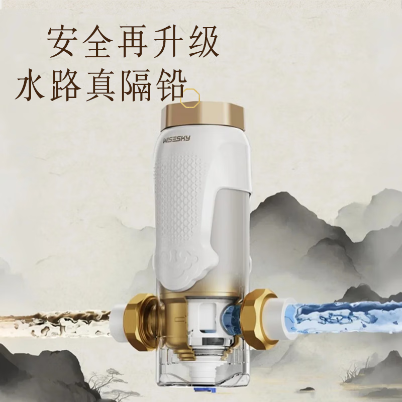 WISESKY韦思卡尔净宝瓶定制款反重力前置过滤器10T/H大流量家用反冲洗全屋净水WSP-85-86W 【自己安装】净宝瓶-东方美学-月白