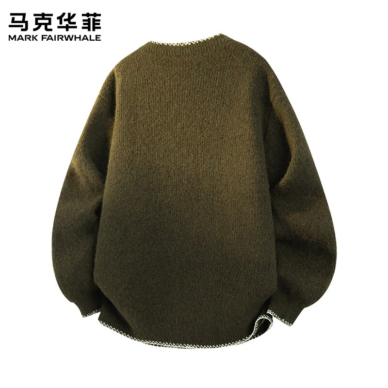 马克华菲(MARK FAIRWHALE)复古潮流休闲毛衣男士2026秋季新款宽松舒适简约百搭帅气上衣男装 杏色 【秋季新品】 M 【建议100-120斤】