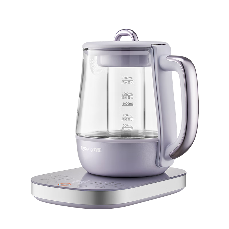 九阳（Joyoung）1.5L全玻璃沸萃养生壶煮茶器 0胶水玻璃滤网炖盅 花茶壶烧水保温一体全自动恒温电热水壶15WY10J