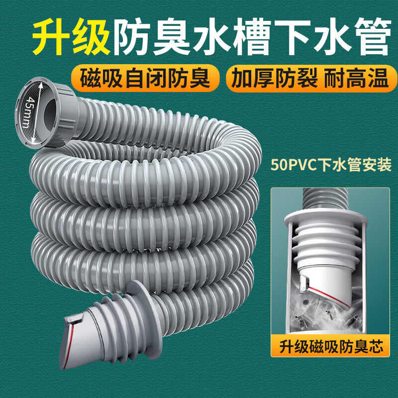 一靚洗菜盆下水軟管排水管單洗碗池水槽下水管加長延長管防臭下水配件 質(zhì)保10年 漏水補(bǔ)發(fā)