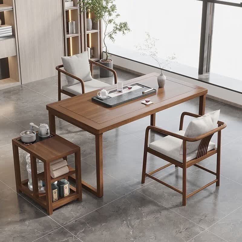 定舟实木茶桌家用新中式茶桌椅组合现代轻奢茶水柜简约办公室茶桌茶台 单桌:80*60*75*厚5公分