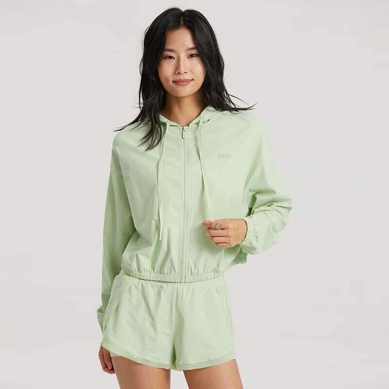 TFO防曬衣女款冰感戶外運動防曬服彈力舒適透氣外套皮膚衣連帽衫 草綠色 S