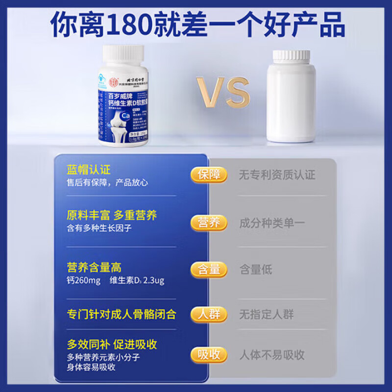 同仁堂液体钙维生素D软胶囊4-17岁成人孕妇乳母钙维生素D补 钙维生素D软胶囊【5瓶/500粒】