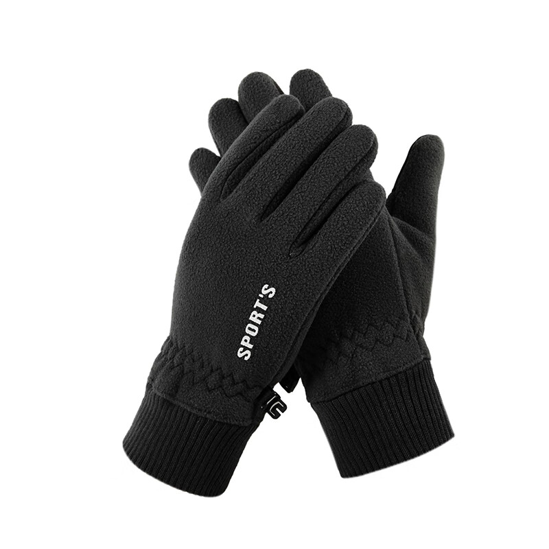 卫墨墨手套冬季男女加绒加厚外卖骑行电动车防滑防寒防风摇粒绒加绒手套 摇粒绒黑色 双倍加厚 聚热保暖 均码