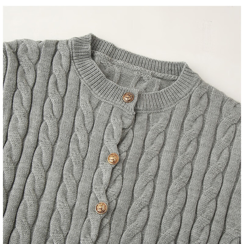 【49.9包邮】俞兆林 秋冬季宽松女士毛衣外套 灰色均码