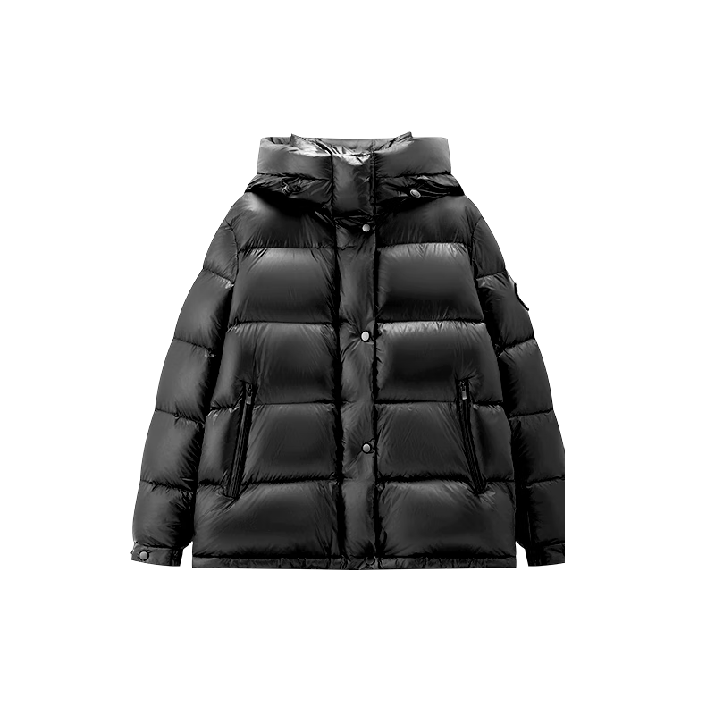 京东京造【黑金系列】进口白鹅绒服短款羽绒服女春秋外套 曜石黑M