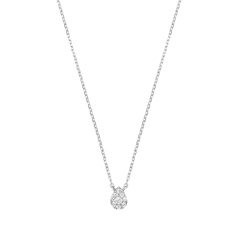 DJULA【店铺臻选】茱蕊魔法18K金镶钻高级感轻奢爆闪项链送女生礼物 18K金白金（水滴）