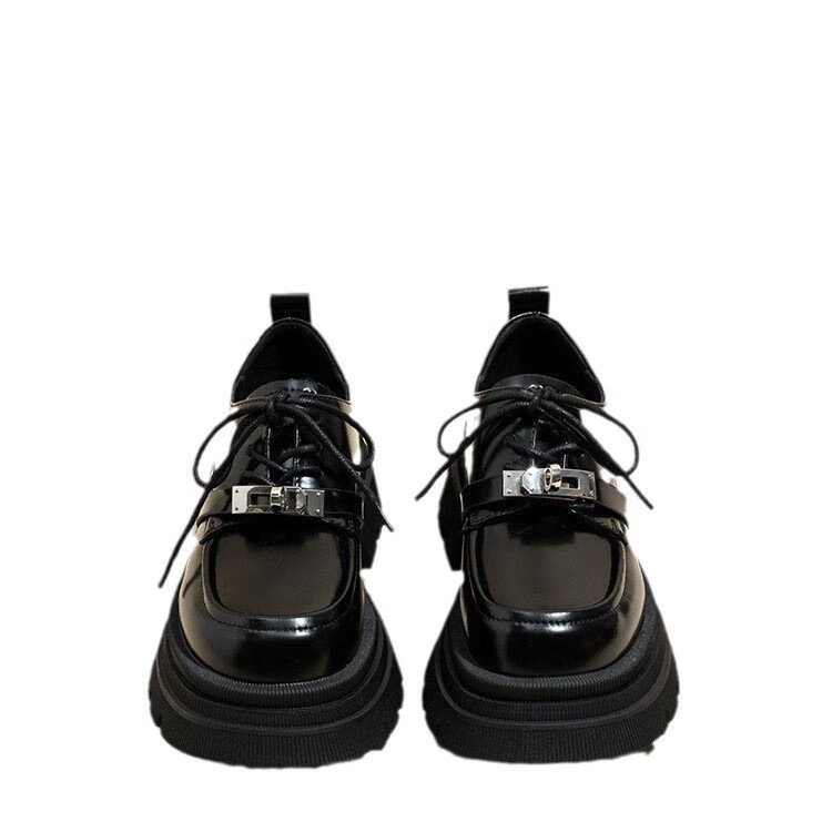 金属装饰JK小皮鞋女2025新款春秋系带英伦风单鞋玛丽珍厚底乐福鞋 哑光 40