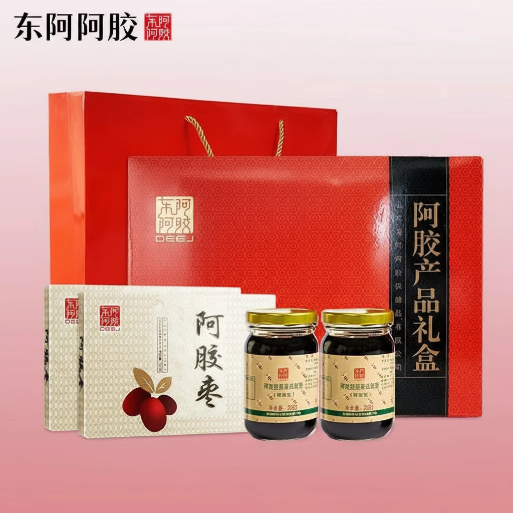东阿阿胶  官方授权 新年礼物 元旦 阿胶胶原肽膏220g*4+阿胶金丝枣100g*2