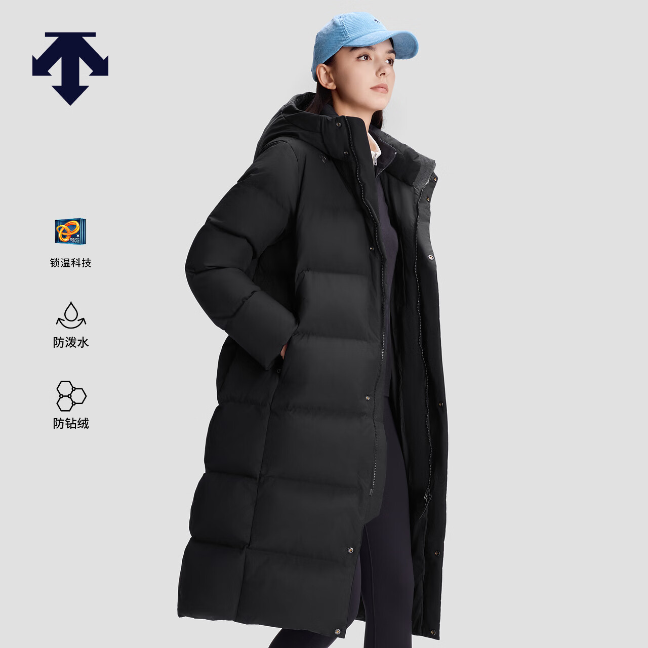 迪桑特（DESCENTE）迪桑特WOMEN’S SKI STYLE系列女士防泼水长款鹅绒羽绒服 BK-黑色 M (165/84A)