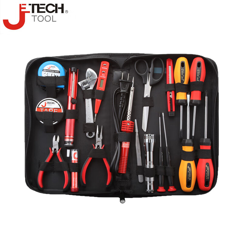捷科（JETECH）工具19件電子維修工具包家用電工汽修均可用專用五金手動 JEP-E19_19件電子維修工具包