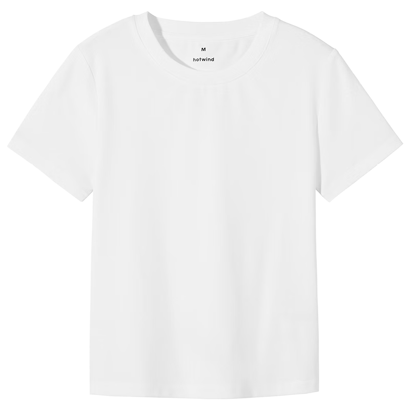 热风（Hotwind）2026年春季新款女士修身圆领短袖T套头通勤风基础简约短袖T恤 04白色（修身基础）F01W26502 S